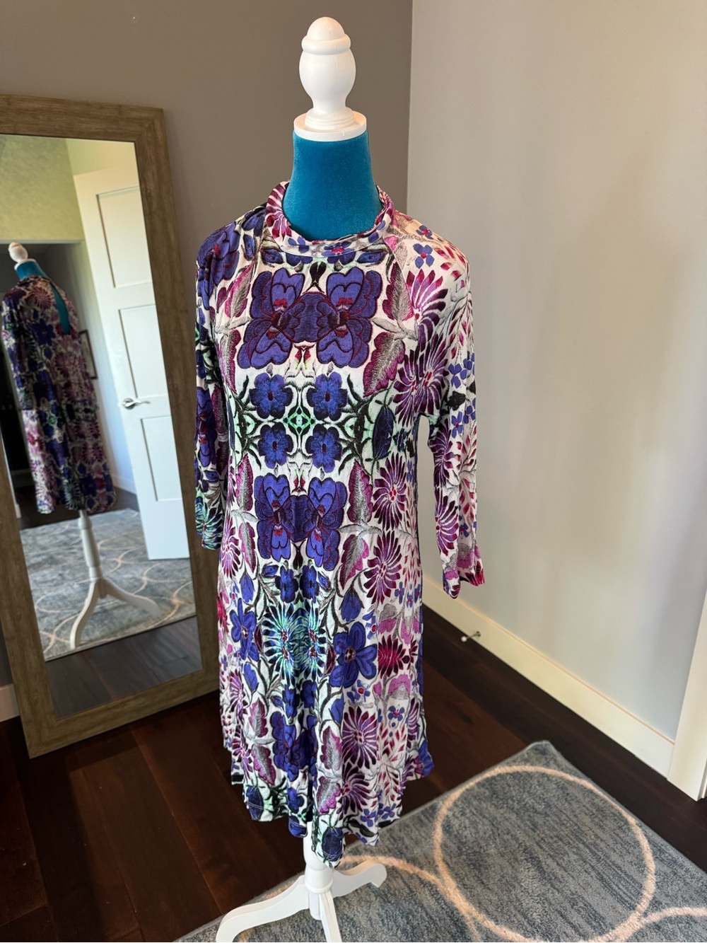New Romantics by Free People Vibrant Floral Patterned Midi Dress in Purple